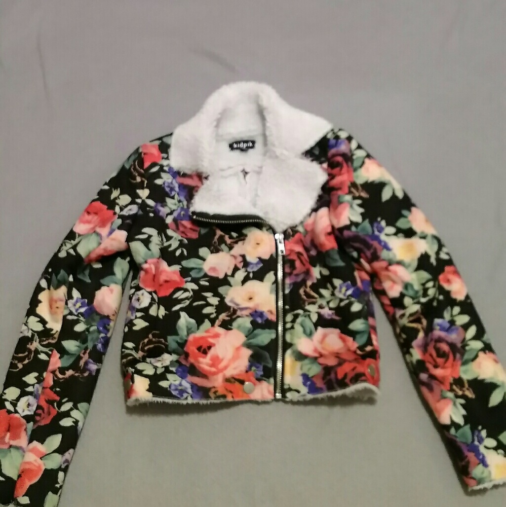 Girls floral moto jacket